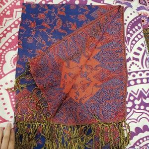 Blue & Red Pashmina Scarf